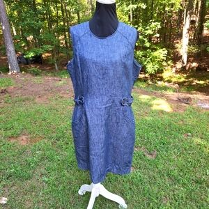 Nautica Sleeveless denim Linen Blend  sheath dress Size 16
